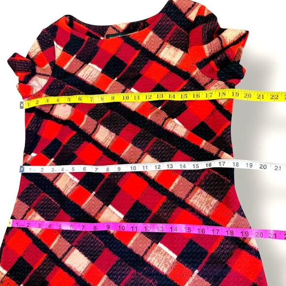 Perceptions NY Geometric Short Sleeves Stretchy Shift Tee Dress Pullover Size 8 - Picture 10 of 12